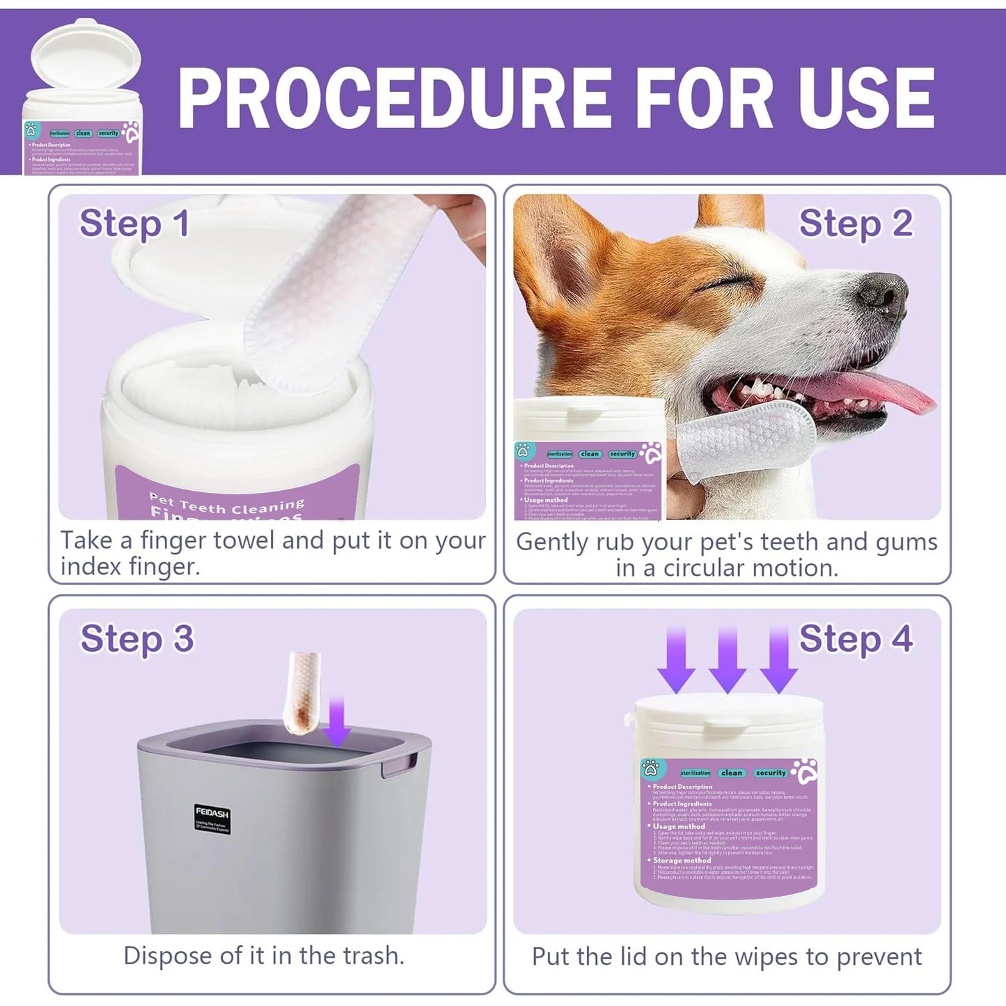 Teeth Cleaning Dental Finger Wipes for Dogs