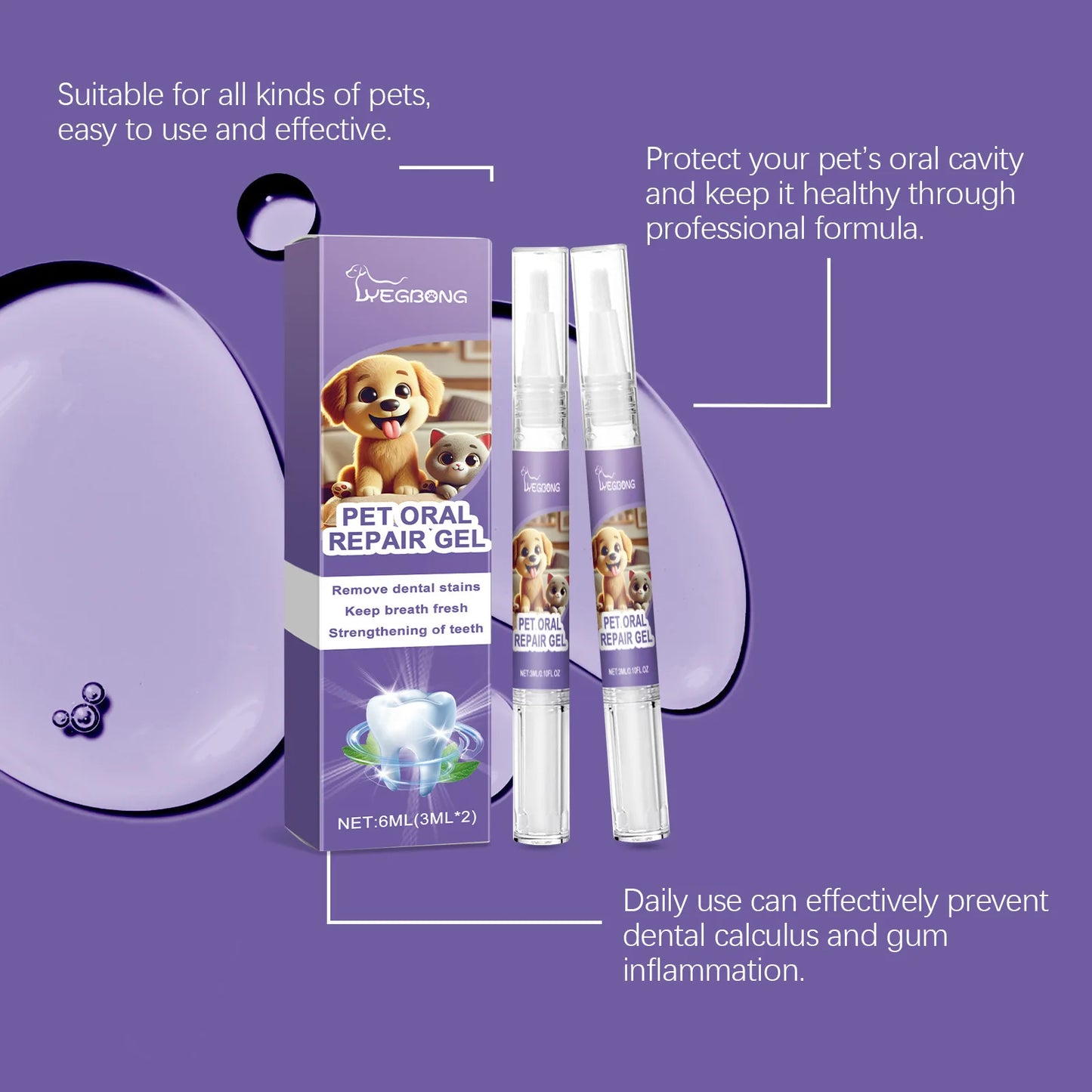 12pcs Pet Toothbrush Pen Dental Stain Cleaning Tartar Remover