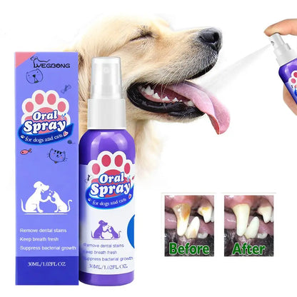 Pet Dental Spray Reduces Plaque & Tartar Buildup Dog Cleaning Bad