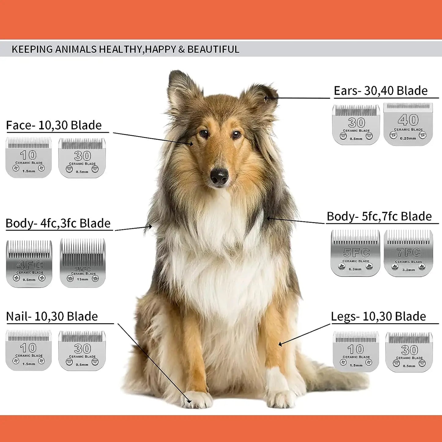 3F 4F 5F 7F 9# 10# 30# 40# 50# Professional Pet Clipper Blade A5 Blade