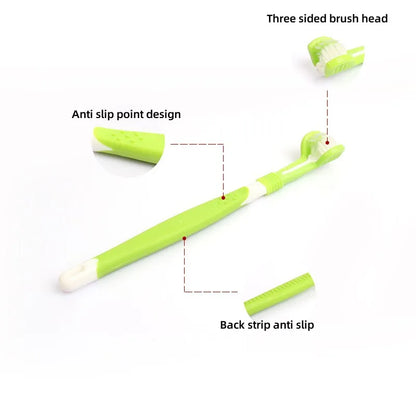 Pet Toothbrush Kit Dental Care Three Heads Dog Toothbrush Finger