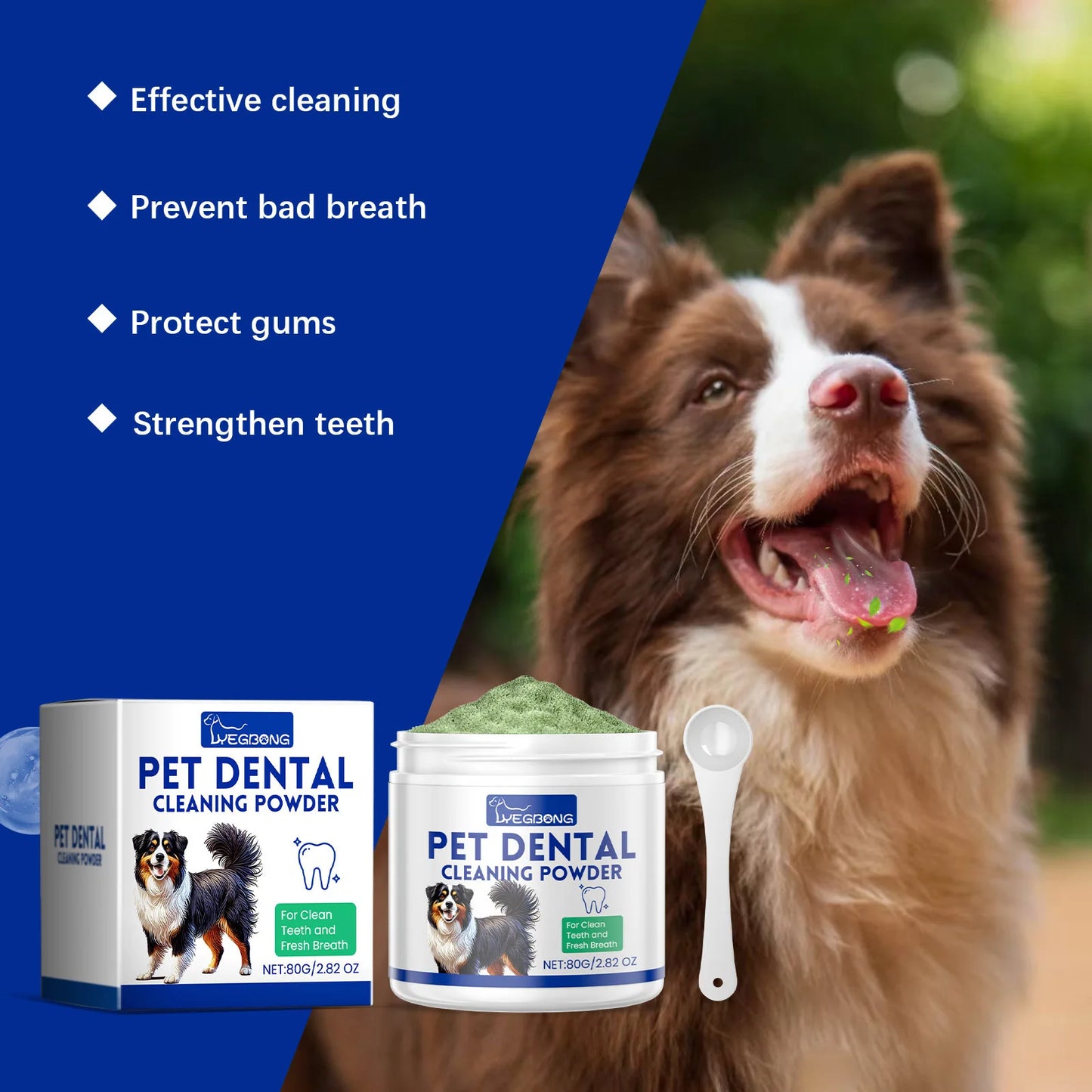 Pet Tooth Cleaning Powder Teeth Stain Remover Eliminates Bad Breath
