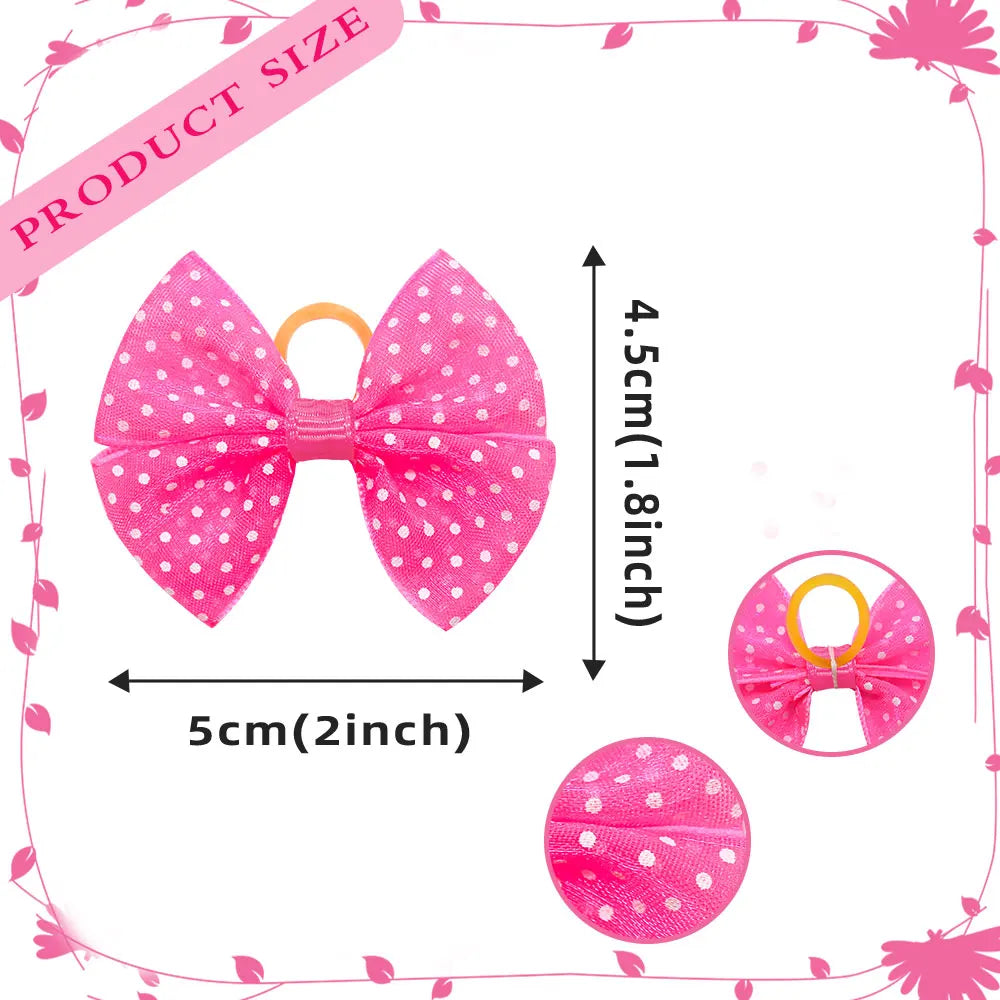 Dogs Hair Bows With Dots 40 Pieces