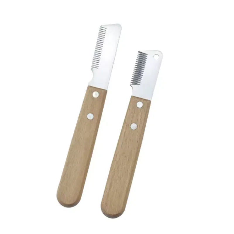 Professional Dog Comb with Stainless Steel Blade Wooden Handle Pet
