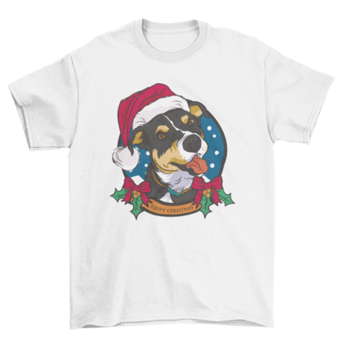 Christmas dog with hat t-shirt design