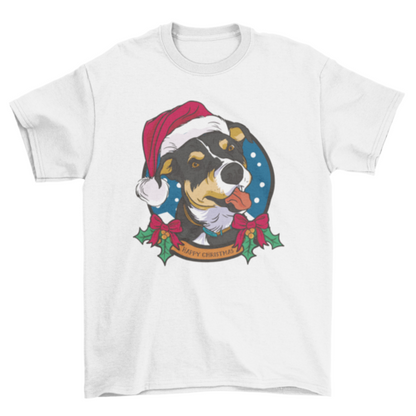 Christmas dog with hat t-shirt design