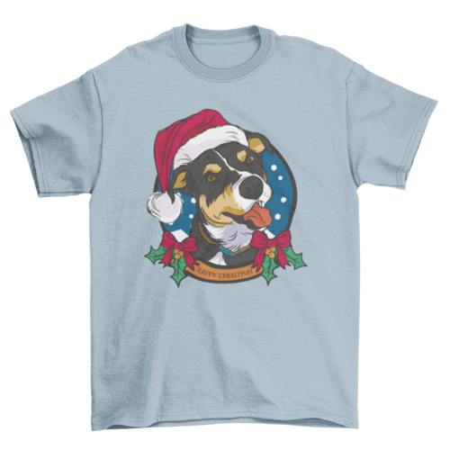 Christmas dog with hat t-shirt design