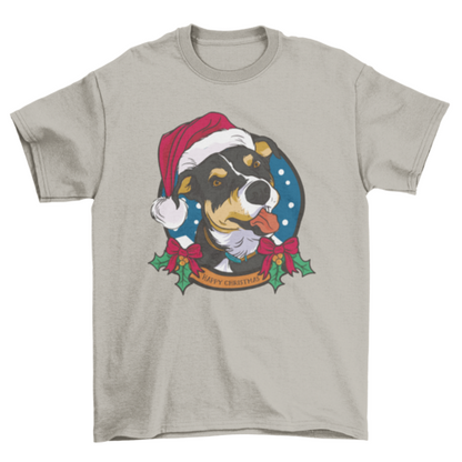 Christmas dog with hat t-shirt design