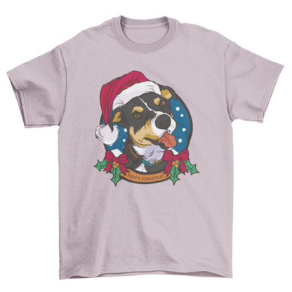 Christmas dog with hat t-shirt design