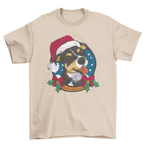 Christmas dog with hat t-shirt design