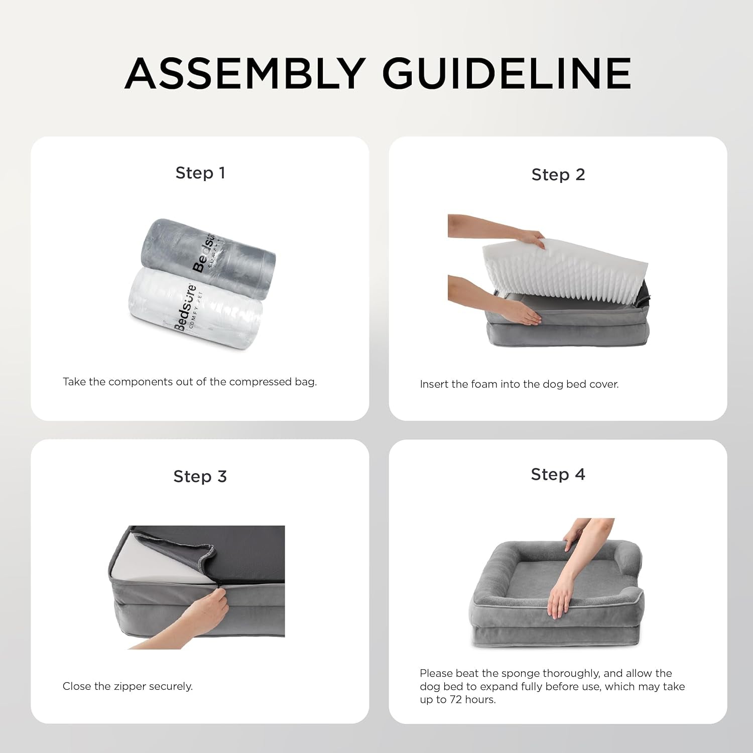 Orthopedic Dog Bed Medium Size Dogs - Washable Small Medium Dog Cat Bed Waterproof, Comfort Cats Couch Sofa with Washable Removable Cover, Pets Bed with Nonskid Bottom, Grey, 28"