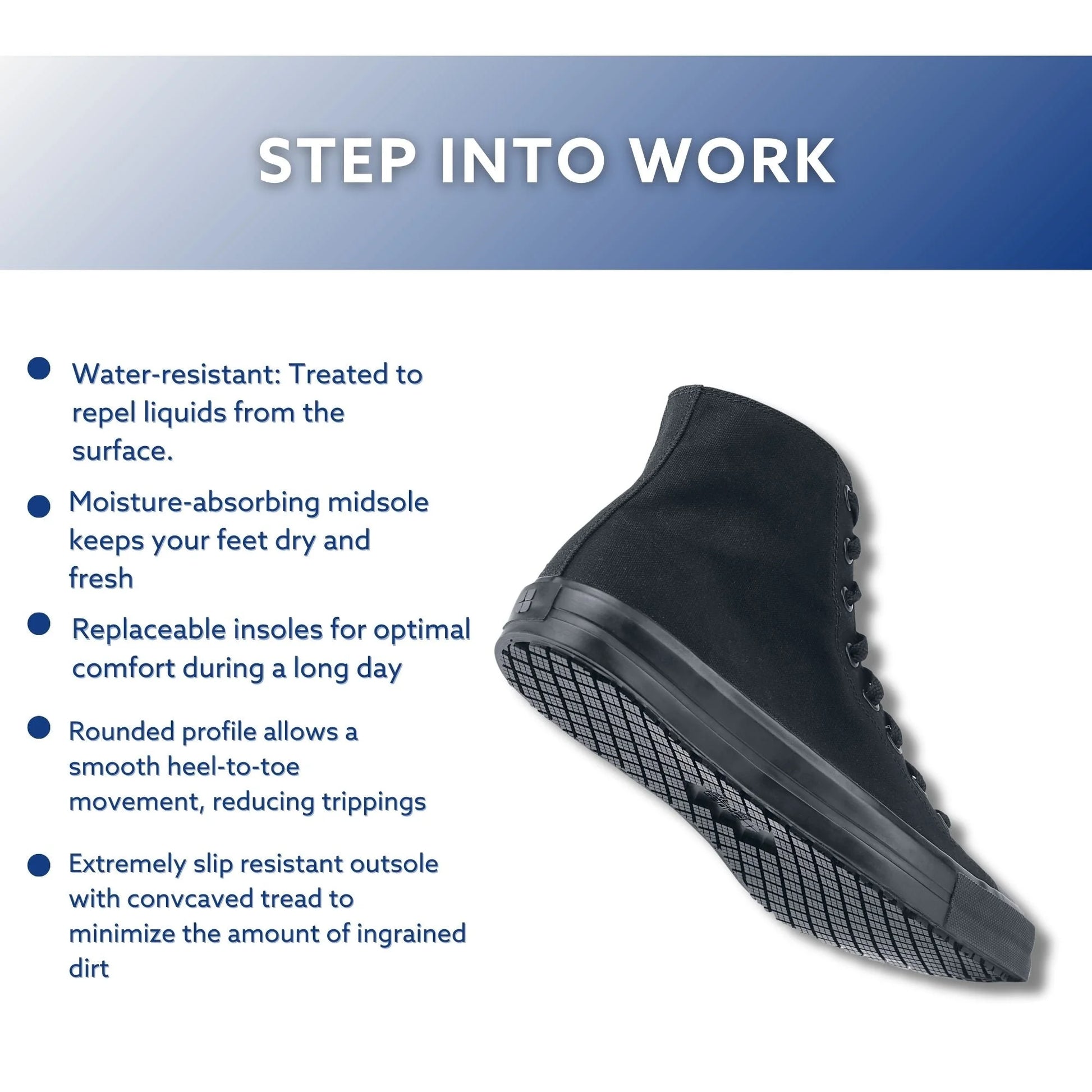 Pembroke, Men'S, Women'S, Unisex Slip Resistant Work Shoes, Water Resistant, Black Canvas