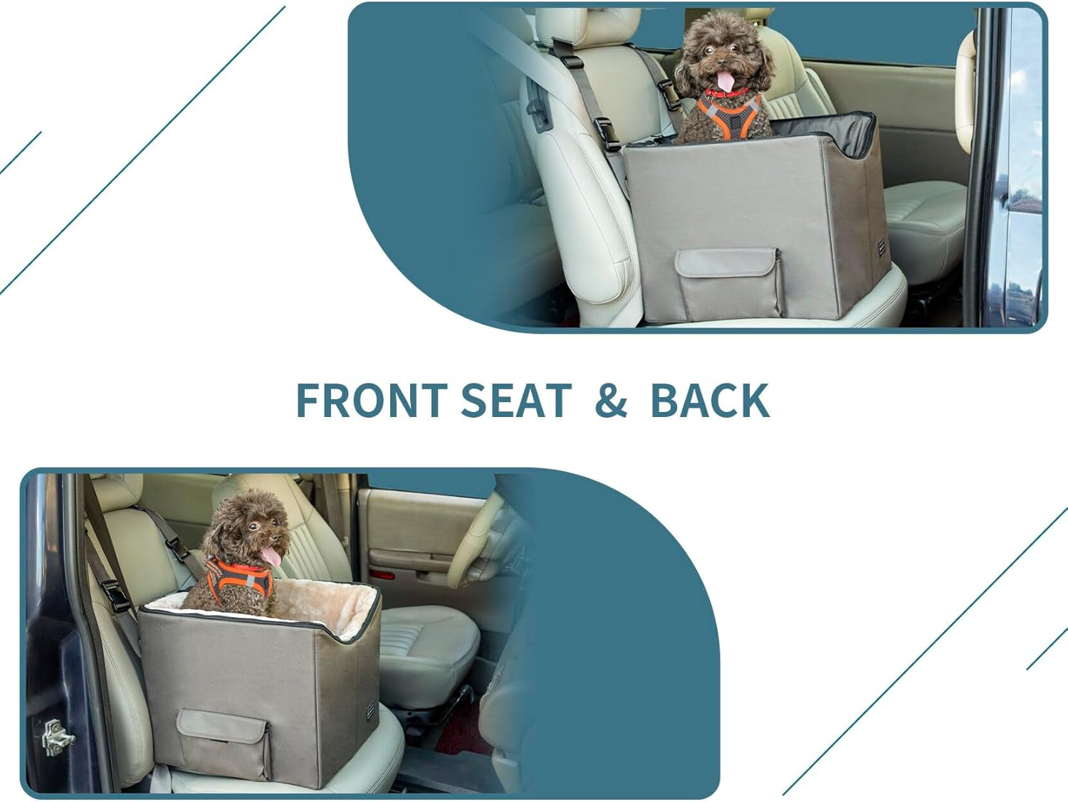 Dog Booster Seat with Pockets (Small, Dark Brown)