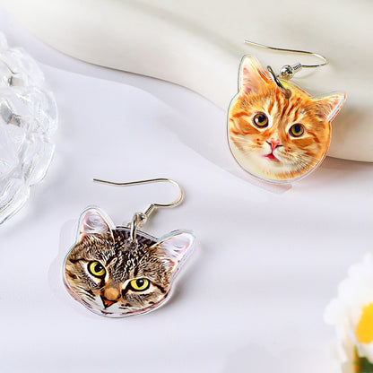 Personalized Dog Cat Portrait Earring Jewelry Birthday Gift for Pet Lovers