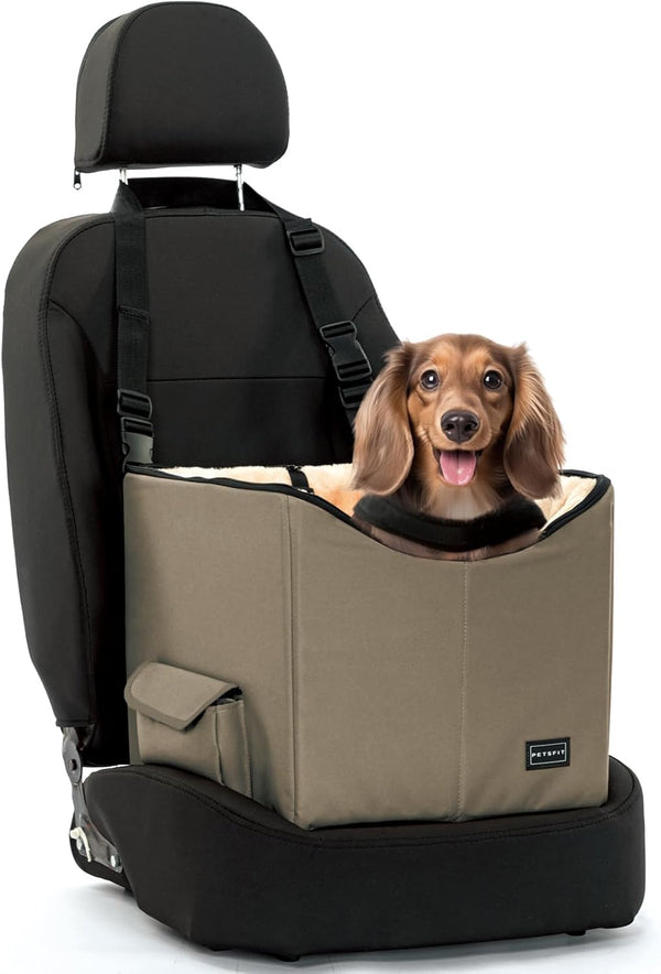 Dog Booster Seat with Pockets (Small, Dark Brown)