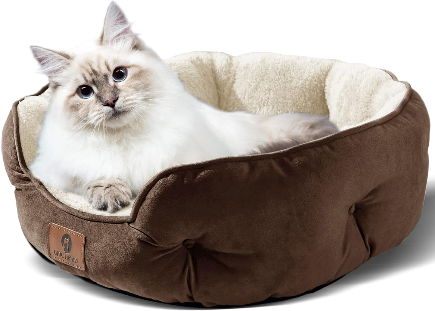Small Dog Bed Extra Soft & Machine Washable with Anti-Slip & Water-Resistant Oxford Bottom, Brown, 20 Inches