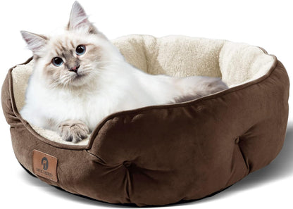 Small Dog Bed Extra Soft & Machine Washable with Anti-Slip & Water-Resistant Oxford Bottom, Brown, 20 Inches