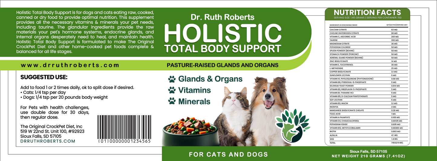 PRE-ORDER Holistic Total Body Support – Multivitamin & Glandular Support for Dogs and Cats