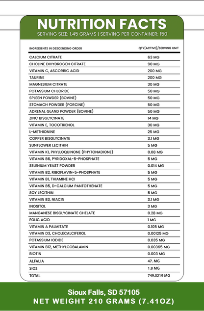 PRE-ORDER Holistic Total Body Support – Multivitamin & Glandular Support for Dogs and Cats